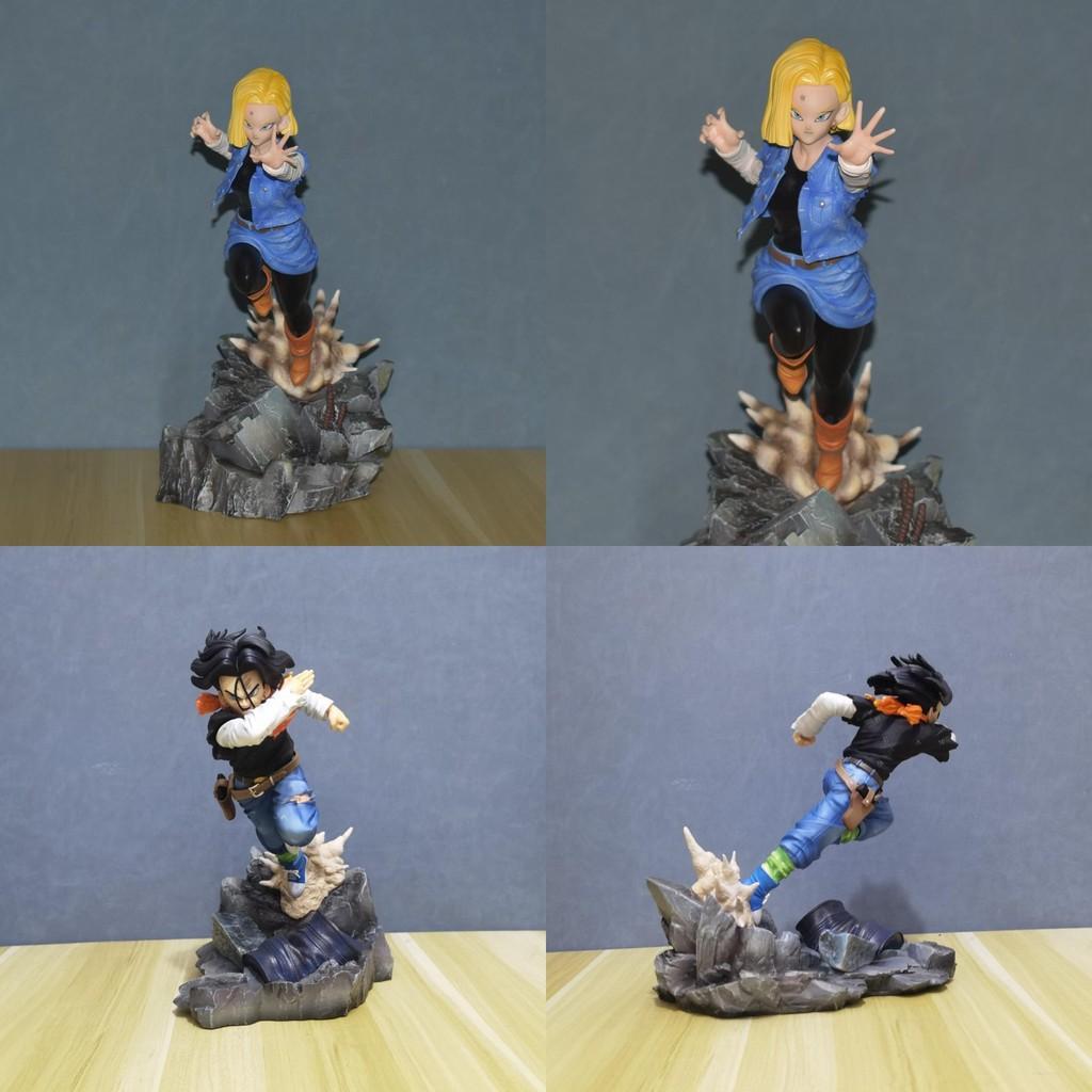 Super Saiyan Shadow Gk Future Warrior Pvc Figure Of Arm-broken Gohan Vs Android 18 Boxed Collectible