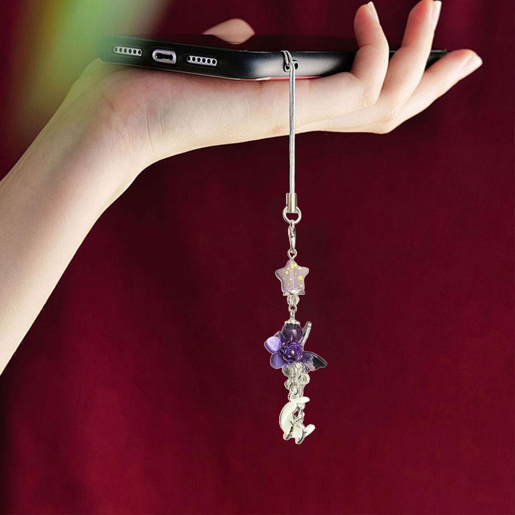 Lila Quaste mit Perlen Handyanhänger Modisches und praktisches Handy-Hängeaccessoire für junge Frauen und trendige Benutzer