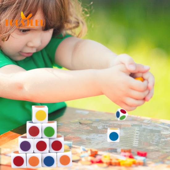 Colorful Dice - 10Pcs, 16MM, Teach Primary Secondary Colors, Fun Learning Games, Durable Acrylic, 6 Sided Educational Color Recognition Dice