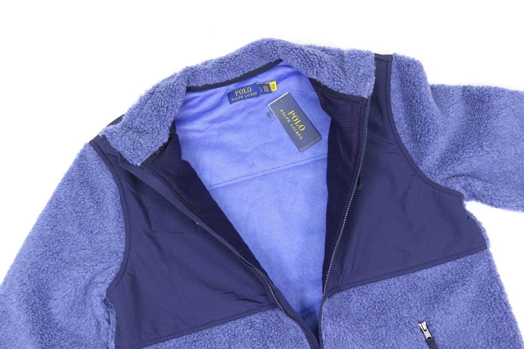 POLO RALPH LAUREN Retro Pile Fleece Size Navy Multicolor Men's Zip-Up Jacket, L, (Product Number 0101977)
