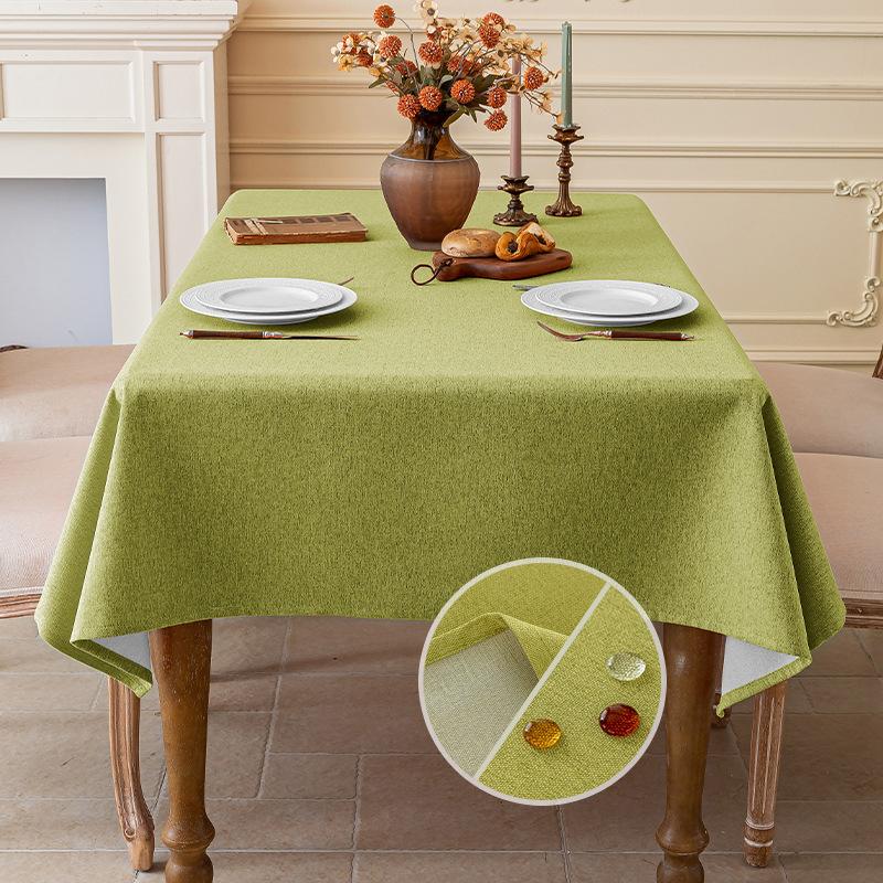 Cotton and Linen Three-proof Tablecloth Waterproof and Dustproof Solid Color Rectangular Tablecloth Coffee Dining Table Cloth