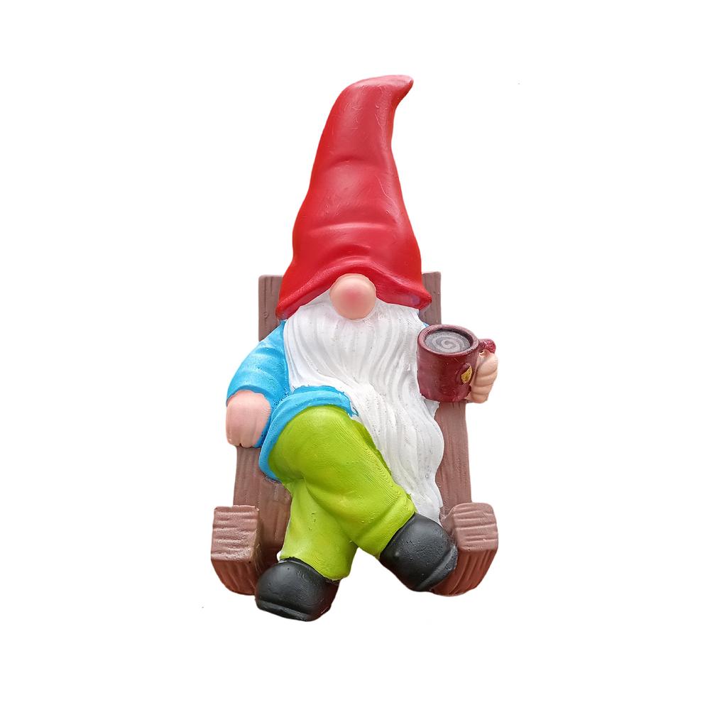 Faceless Garden Coffee Cup Leisurely Gnome Sculpture Resin Ornaments Indoor And Outdoor Home Terrace Decoration