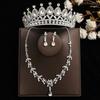 DIEZI Princess Bridal Rose Red Crystal Crown Tiara Women Girls Wedding Party Rhinestone Tiaras Necklace Earrings Jewelry Sets