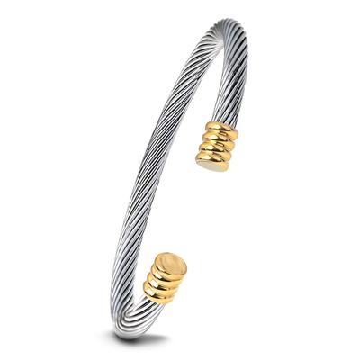Einfaches und beliebtes geflochtenes Kabel, modisches zweifarbiges All-Match-Armband aus Titanstahl