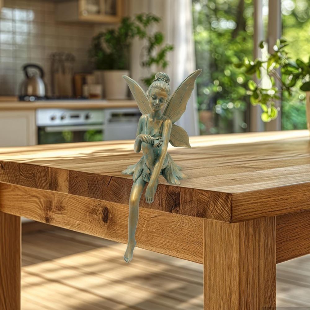 Resin Crafts Sitting Flower Fairy Figurine Retro Fairy Sculpture  for Friends Gift