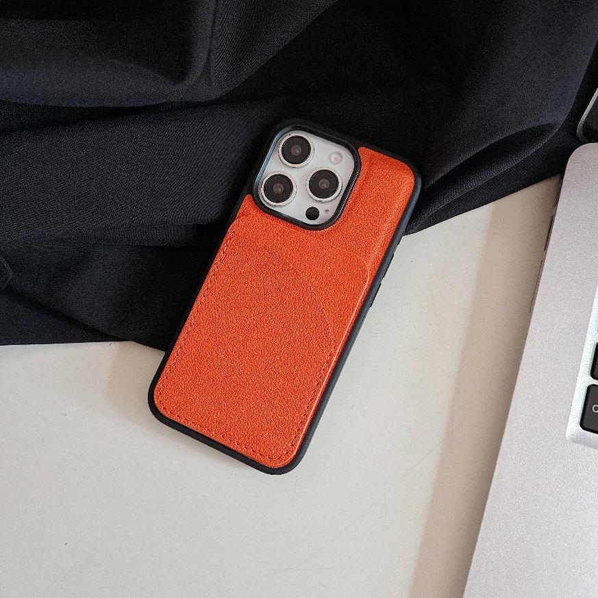 

Fan-shaped Leather Card Holder Case for iPhone 17 Air and 16 Pro Max 13 Pro Max оранжевый