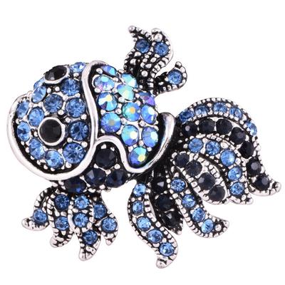 Crystal Fish Brooches Pin Women Alloy Shinny Rhinestone Goldfish Brooch Pin