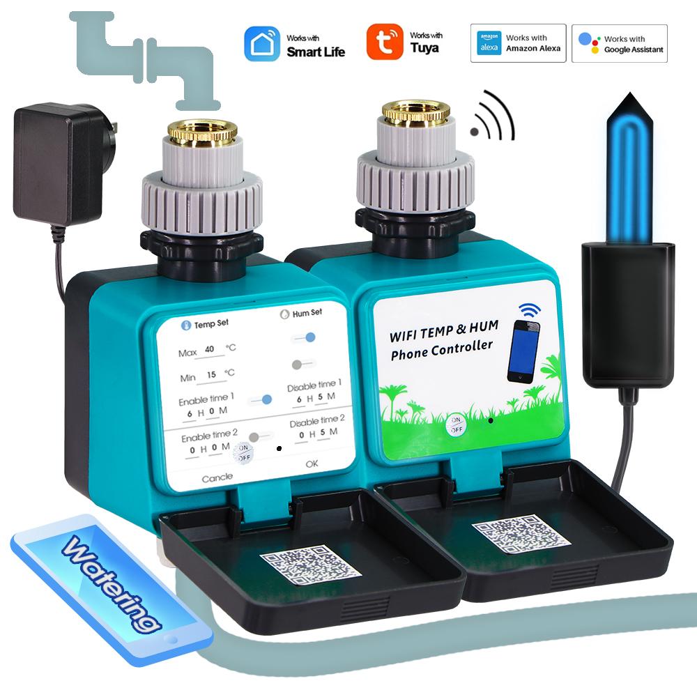 

Wi-Fi Bluetooth-совместимый датчик температуры и влажности почвы Таймер для полива сада 2-в-1 Тестер пульта дистанционного управления для сада и телефона