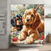 Adorable Cocker Spaniel Dog Print Shower Curtain High-Quality Fabric Waterproof for Bathroom Decorations