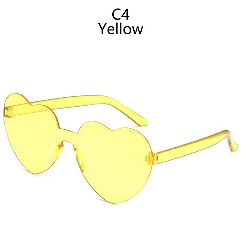 Love Heart Sunglasses Jelly Color Rimless Frame Dazzling Colorful Tint Clear Lens Eyewear Fashion Sun Glasses