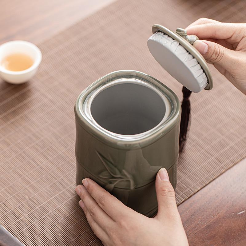 Chinese Tea Jar Ceramic Jar Sealed Jar Black Tea Green Tea Longjing White Tea Biluochun Universal