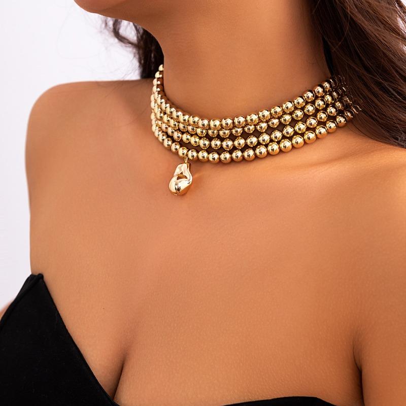 

Meier Punk style exaggerated ball chain necklace trendyystylish geometric beaded clavicle necklace
