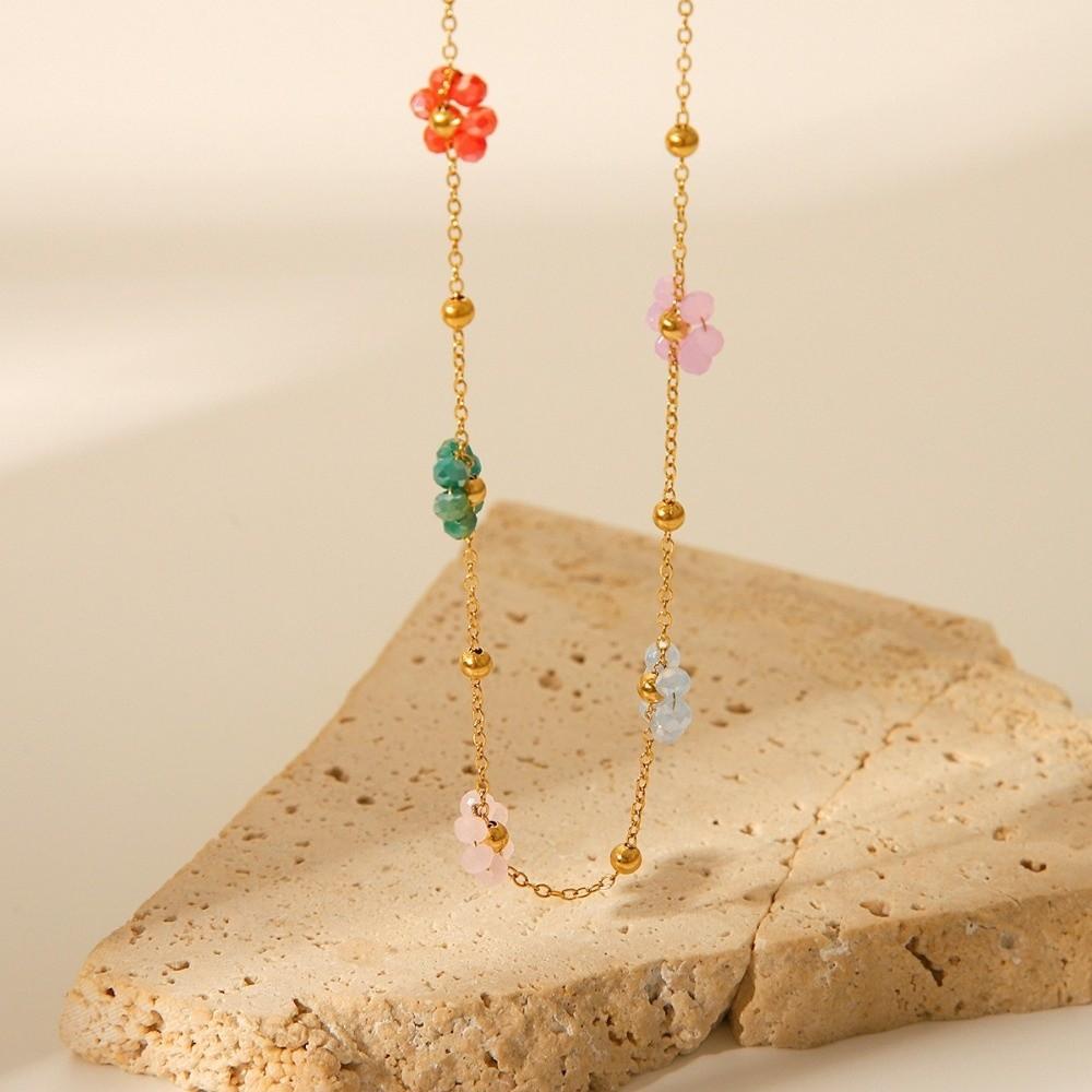A Set New Beaded Design Bracelet Jewelry Set Flower Shape Colorful Jewelry Set Bohemian Style Flower Bracelet Fashion Accessory