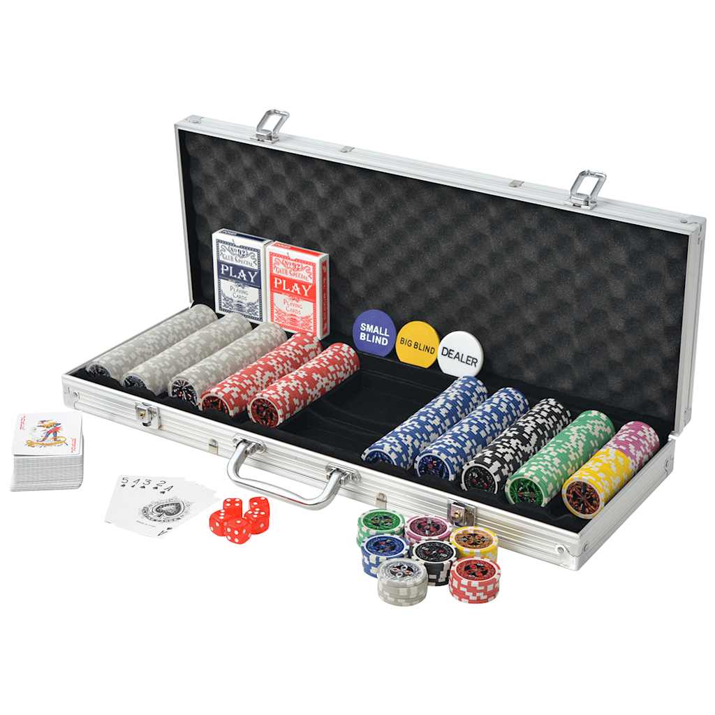Vidaxl Multicolore Coffret De Poker Avec 500 Jetons Laser Aluminium - Image 4