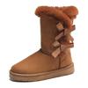 Bow winter new velvet thickened snow boots women's warm medium boots women