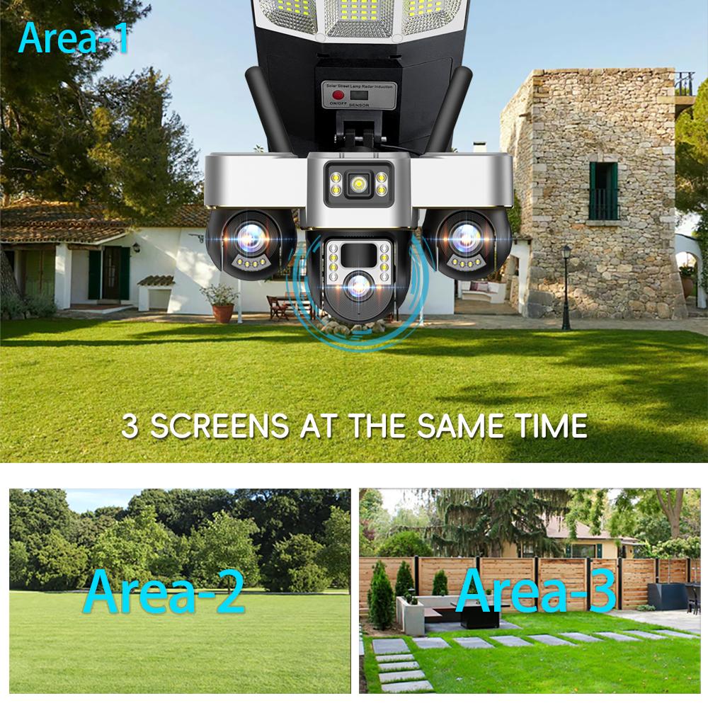 Streetlight & Surveillance Combined, Solar Charging, Multi-functional All-in-one Machine, Smart Lighting, High-definition Triple-lens Network Camera