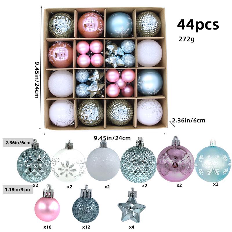 6CM Electroplated Irregular Painted Christmas Ball Ornaments Gift Box Set - Tree Hanging Decorations