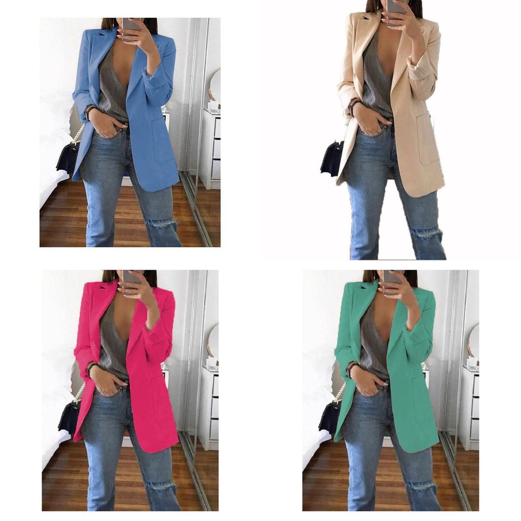 Lapel Women Loose Turndowncollar Long Sleeve Casual Blazer Women Outwear