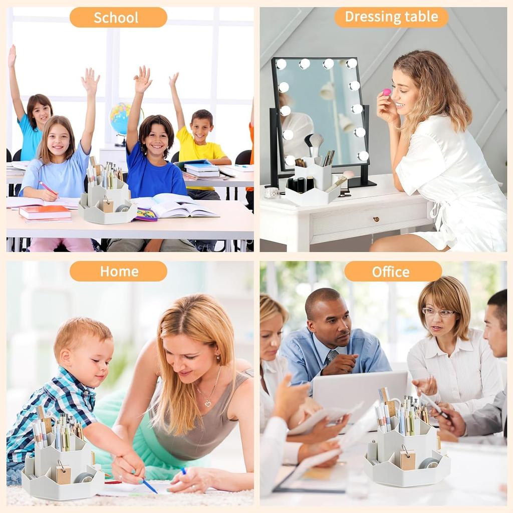 Rotating Pen Large Capacity Pencil Pencil Pencil Rotating Pen Multifunctional Stationery Storage Cosmetics Convenient for Office and Home Gray