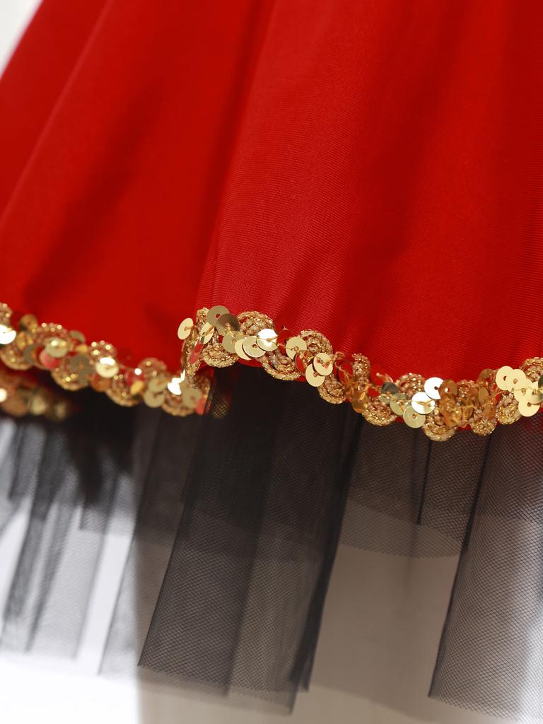 S-XXL Damski Kostium Cyrkowca Body Sukienka Długie Rękawy Frędzle Naszywki na Ramionach Błyszczące Płatki Kostium Cyrkowy Kostium na Halloween