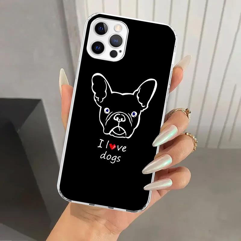 Etui na telefon Czarny Biały Buldog Francuski dla Iphone 16 15 14 13 12 Mini 11 Pro Max 16E X XS XR 7 Plus 8 SE 2020 Miękki Funda Print Sh