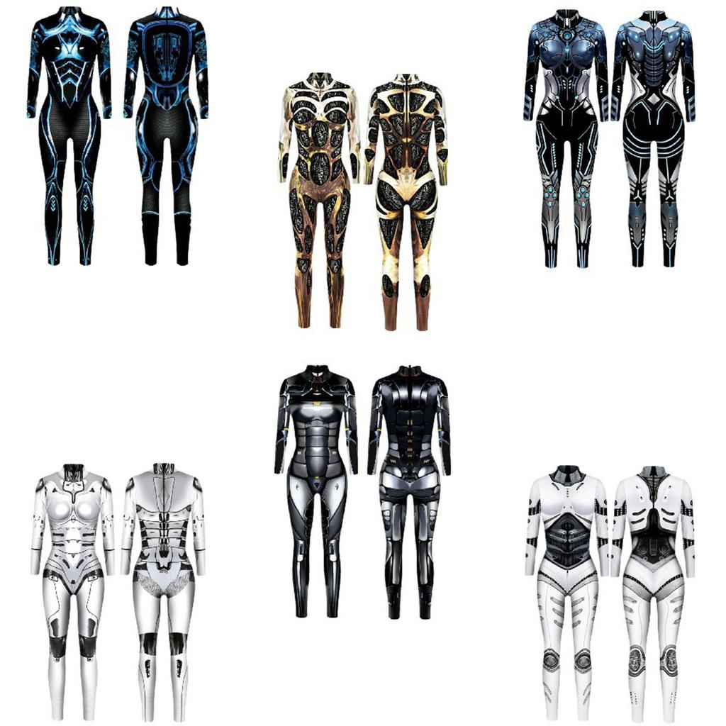 Cyberpunk Style Sexy Bodysuit Robot Character Cosplay the Best Choice for Halloween Stage Performances and [ChicFlow] Women's Tights, Parties!