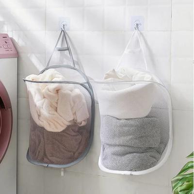 Hanging Net Storage Bag Portable Foldable Laundry Basket Wall Mounted Dirty Clothes Mesh Basket Closet Organizer Laundry Hamper