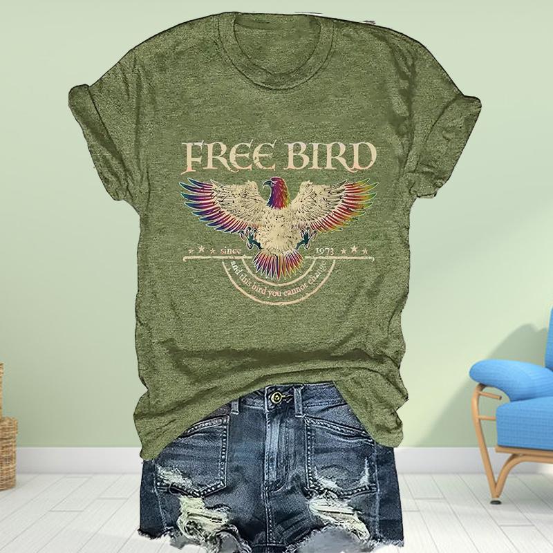 

Women Summer T Shirt Print Free Personality Short Sleeve Tees Casual Printed Tops 8XL зелений