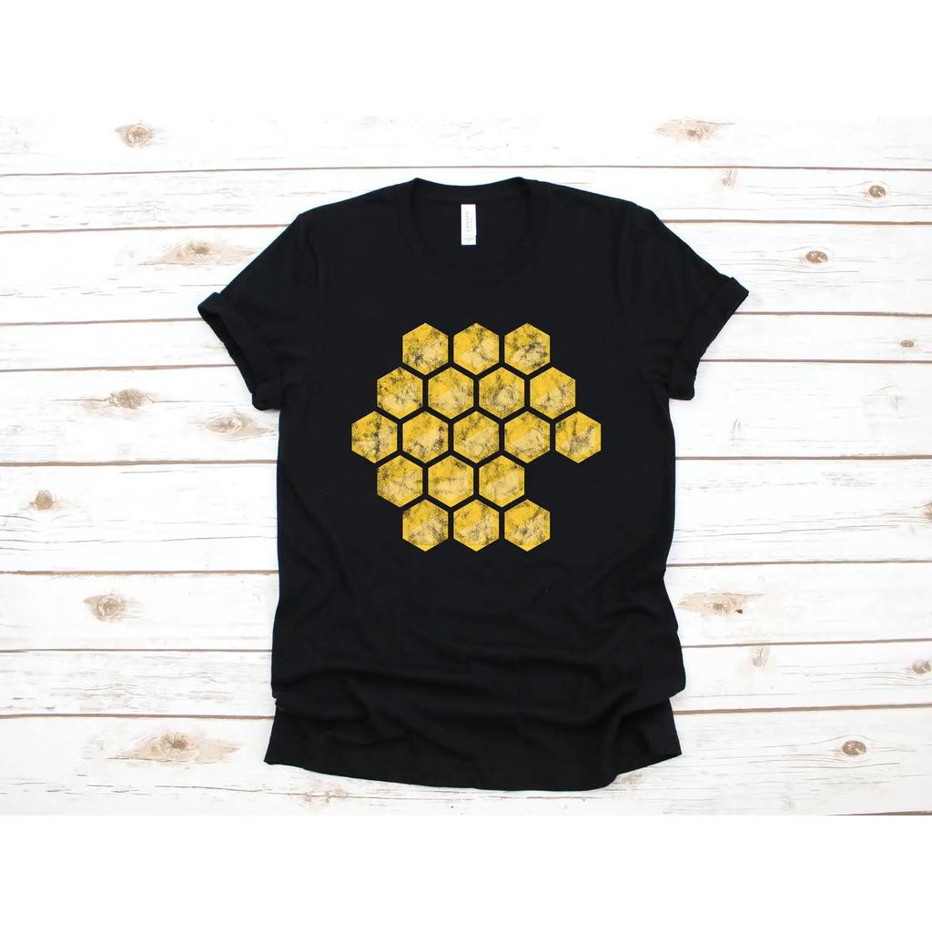 Honeycomb T Shirt Vintage Style Beekeeper Beehive Long Sleeve Cute Bee SweaT Beekeeping vintage Washed Stylish homme
