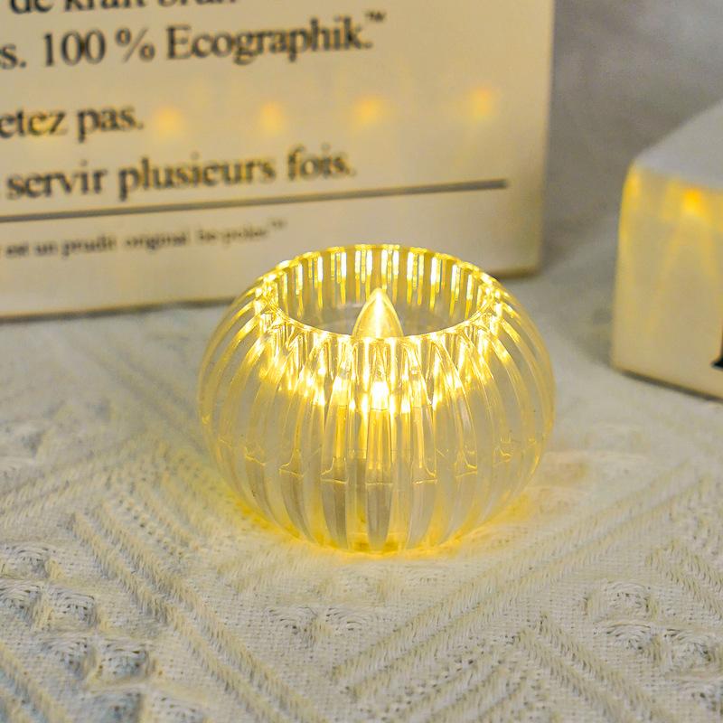 

Прозрачный Хрустальный Тыквенный Ночник Свеча Декоративный Атмосферный Свет Маленькие Настольные Украшения warm light