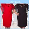 Damen Mode Ausgestanzt 6XL Übergröße Kurzarm Einfarbiges Kleid Für Mühelosen Stil**