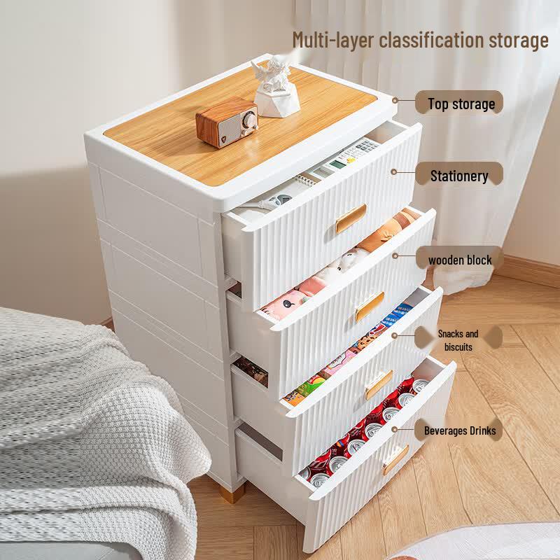 JEKO&JEKO Light Luxury Drawer Storage Cabinet with Wooden Top