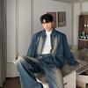 Men's Retro Distressed Denim Jacket with Zipper Design - Loose Fit, Autumn Winter Trend