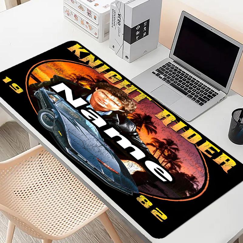 Custom Name Personalized Knight Rider Pattern Mousepad, Laptop PC Desk Mat, Decorative Desk Mat for Home Keyboard Pad Gift