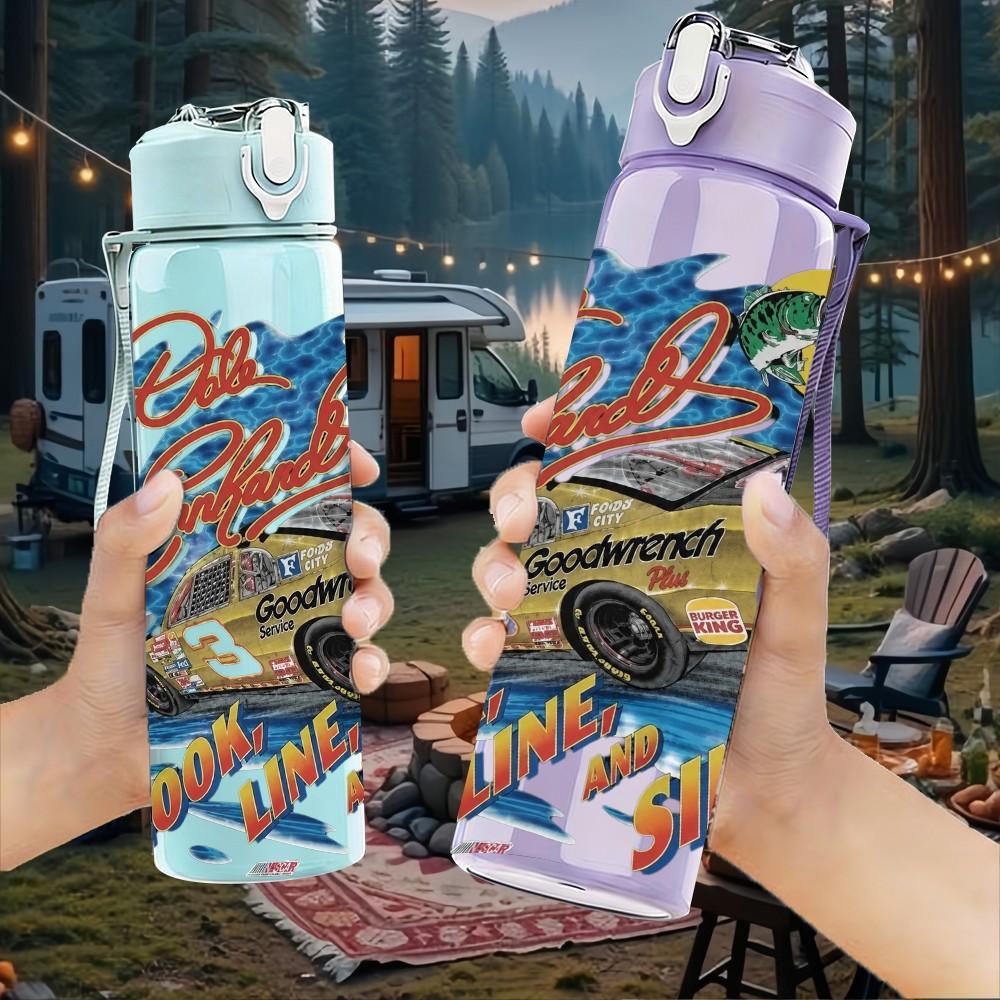 1PC Colorful Surf Ocean 750ml sports water bottle leakproof straw lid outdoor office home