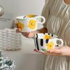 300ml Hand Pinched Irregular Ceramic Mugs Cute Strawberry Flower Coffee Cups Breakfast Milk Cup Drinkware Gift For Kids Girls
