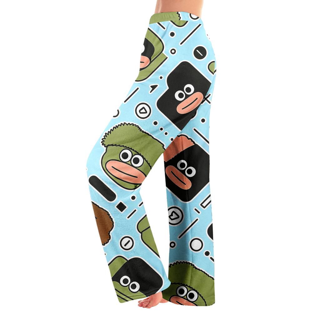 Women's Halloween Flannel Straight Leg Pajama Pants, Cozy Winter Sleepwear Loungewear