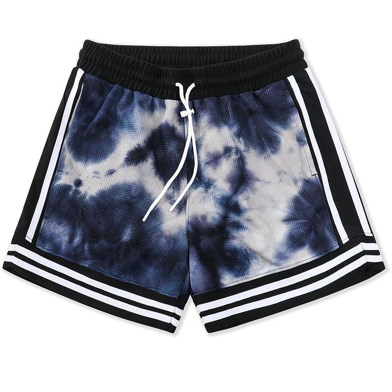 Męskie spodenki do biegania w stylu tie-dye, kolorowe, z hawajskim nadrukiem, spodnie plażowe z kieszeniami, codzienne spodenki sportowe, odzież treningowa