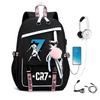 Large Capacity Schoolbag with Shoulder Strap; Student Three-piece Pencil Case Set