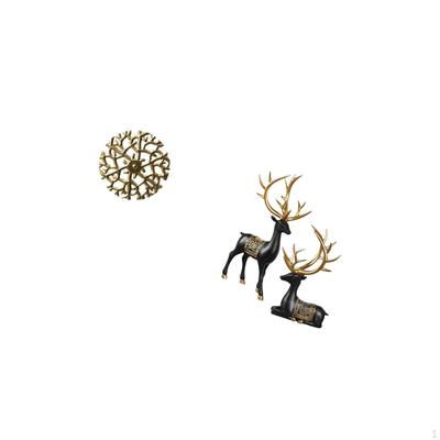 Rustic Scenic Metal Reindeer Wall Art Decorations Wrought Iron Elk Statue Plaque 3D Hanging Pendants