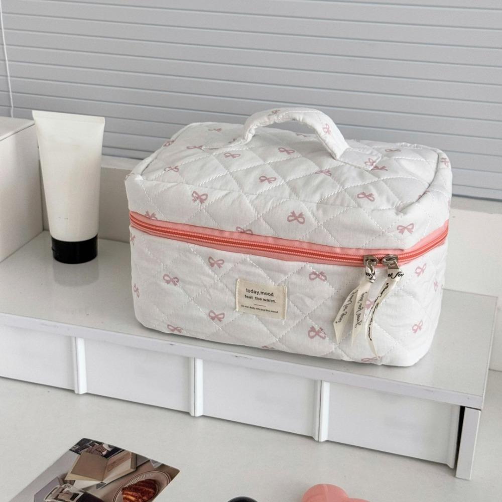 Fashion Blue Bow Women Cosmetic Bag Travel Pouch Large Capacity Makeup Bag 3 Type Zipper Storage Handbag Gifts