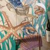 Seahorse Seaweed Starfish Shell Retro Sheer Curtains For Living Room Kitchen Window Curtains Bedroom Tulle Voile Curtains