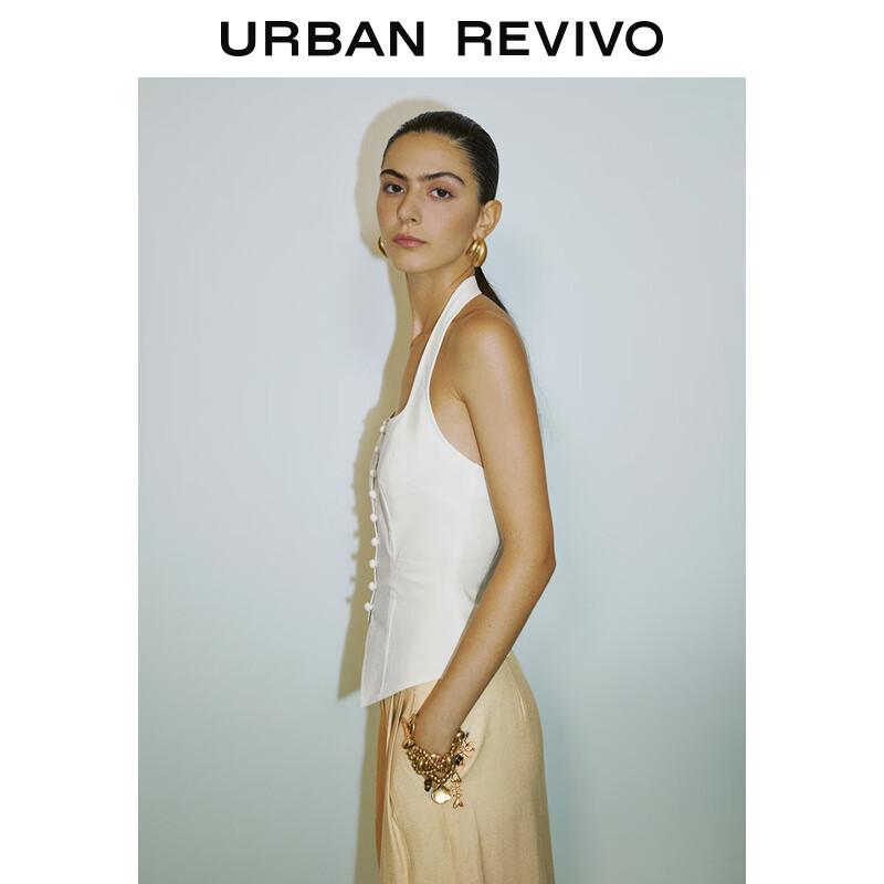 UR 2025 Women's Elegant Square Neck Button-Front Slim-Fit Vest Jacket