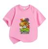 Kids Boys Girls 100% Cotton Crew Neck Short Sleeve T-Shirt, Funny Plants Zombies Cartoon Print Casual Soft Tee for Children Daily Outdoor Wear