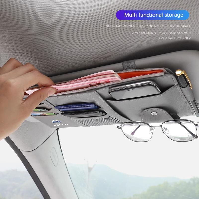Car Sunshade Storage Bag Multifunctional Glasses Clip Box For Volvo Xc60 Xc90 V40 V60 S60 V50 V90 S80 C40 XC40 V70 XC70 C30 C70