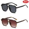 2pcs Fashion Oversize Sunglasses Women Square UV Resistant Fashion Sun Glasses Men Outdoor Driving Shades Eyeglasses
