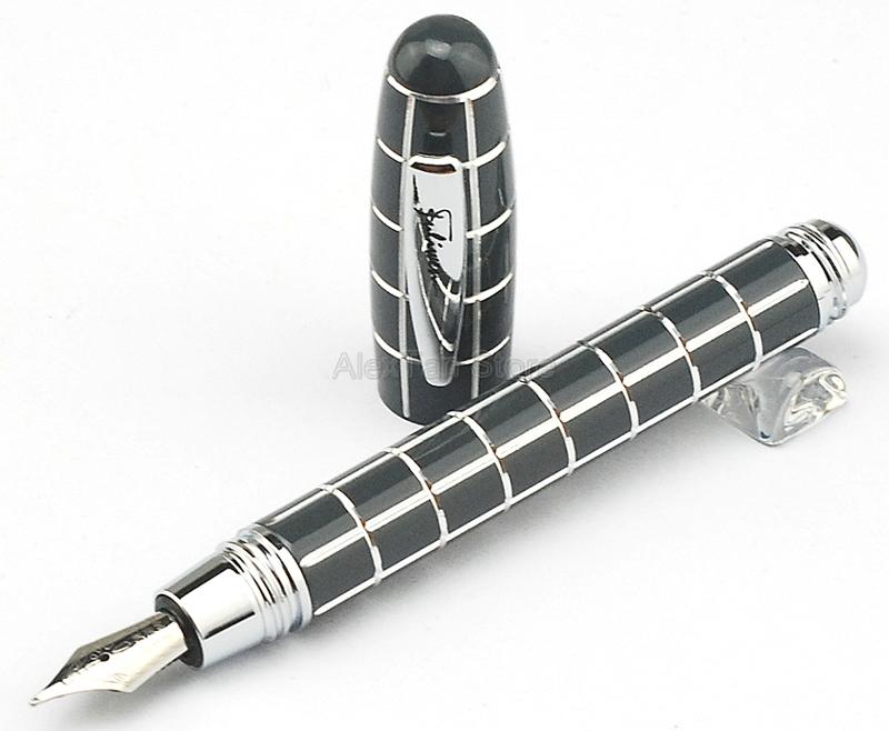 

Fuliwen 2062 Resin Fountain Pen, Popular Travel Short Portable Pen Fine Nib 0.5mm Square Lattice Pattern Writing Gift Pens