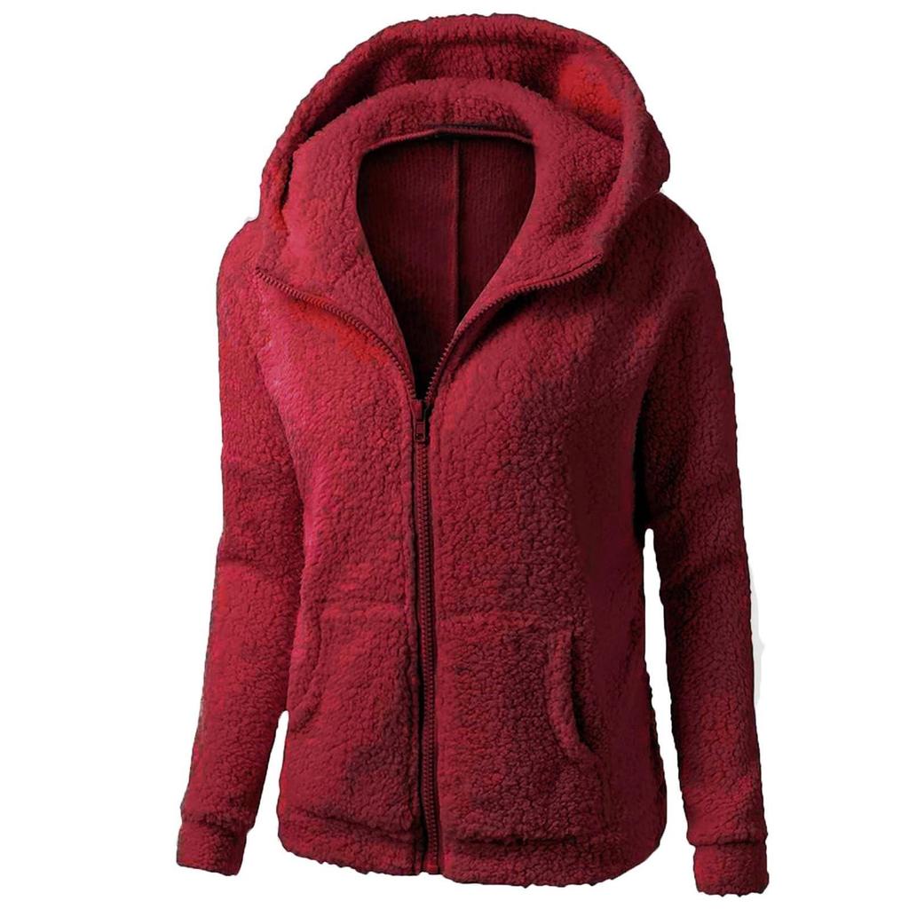 Abrigo de invierno para mujer, sudadera con capucha y cremallera de felpa