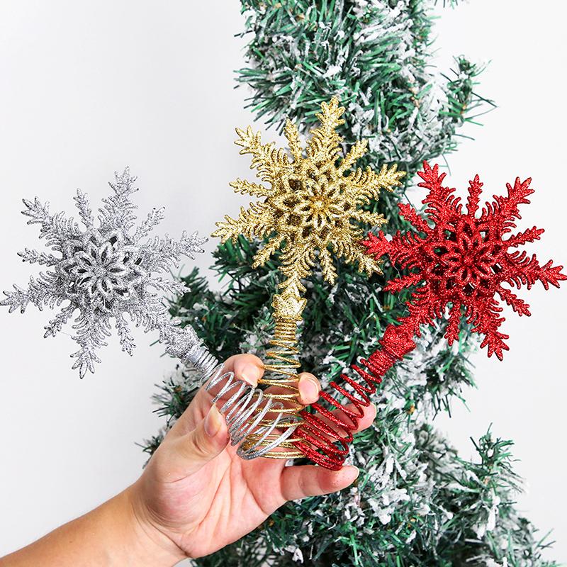 1Pc Gold Stamping Christmas Metal Exquisite Tree Top Star Party Decoration Snowflake Glitter Christmas Decoration