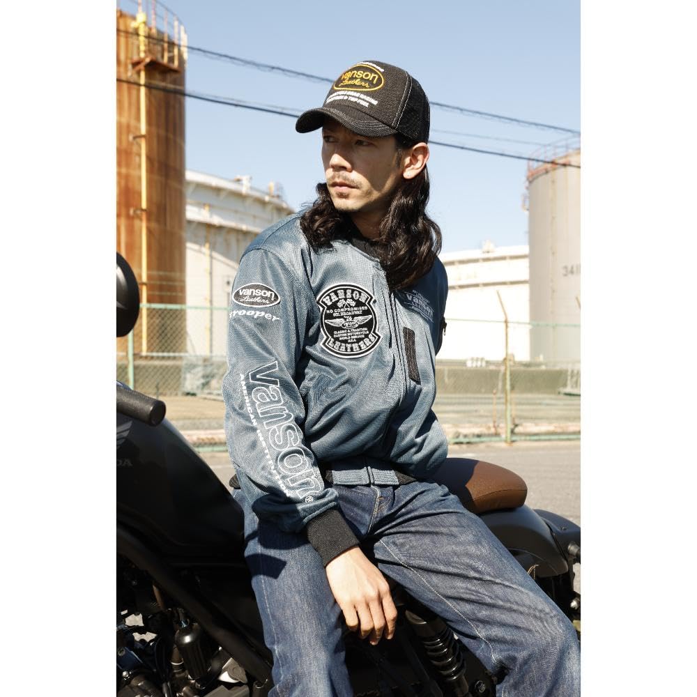 Vanson VSE25101S Mesh Military Flight Jacket Men's MA-1 (Navy/White)